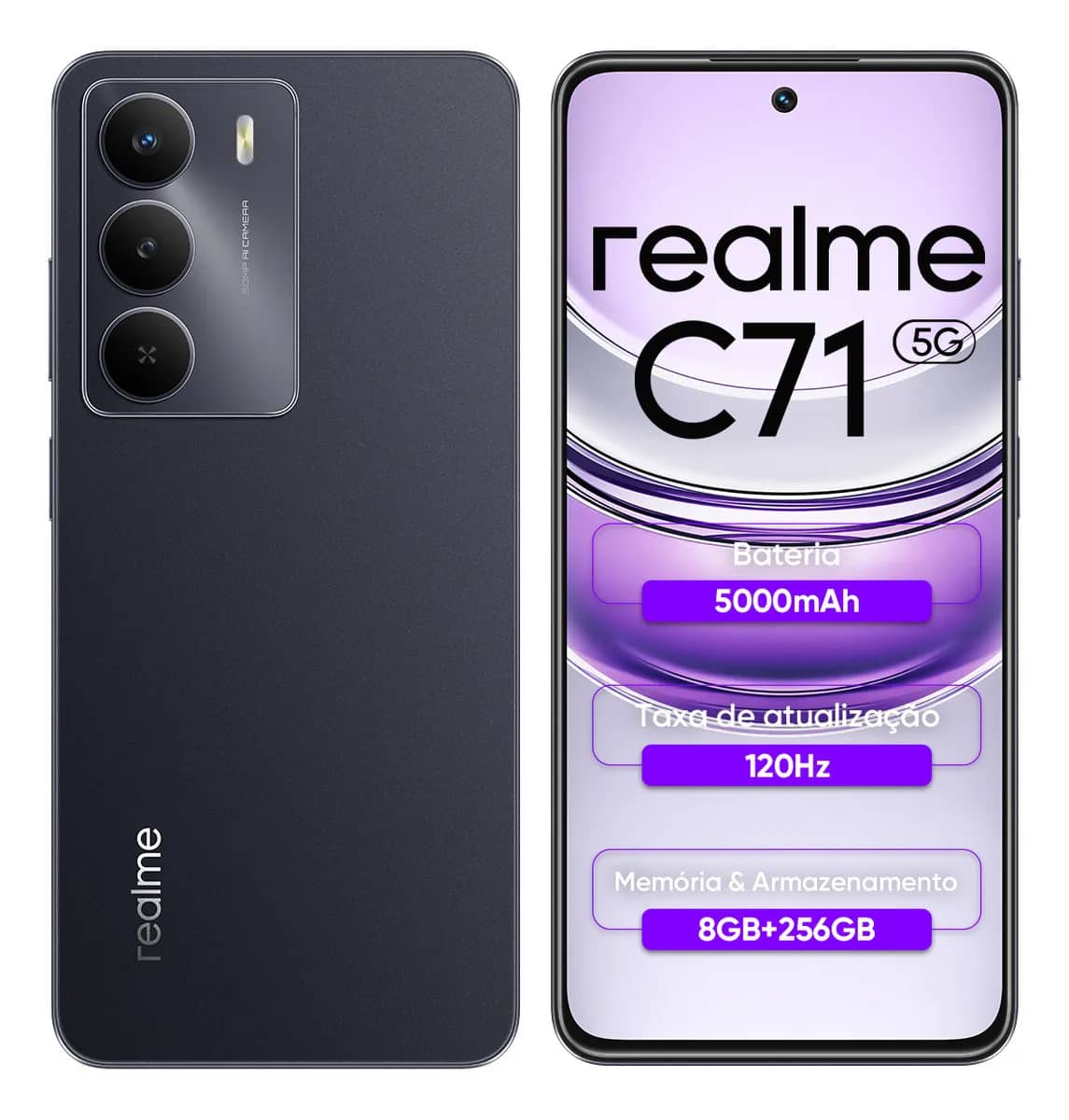 Smartphone Realme C71 5G 256GB 8GB RAM Dual SIM NFC Tela 6.67" - Preto