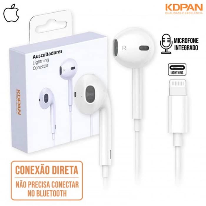 Fone Lightning Kdpan FC-1303 Branco