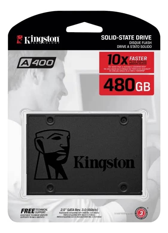 SSD 480GB A400 Disco Sólido Interno Kingston SA400S37/480G Preto