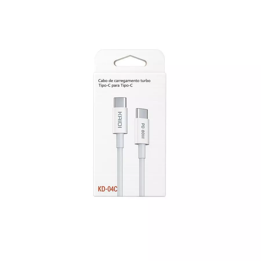 Cabo Carregador Tipo C para Tipo C - PD 60W 2 Metros Kaidi KD-04C