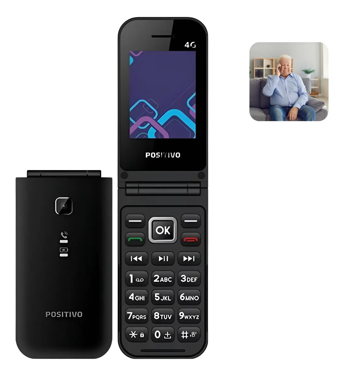 Celular Positivo P51 Flip 4G Preto