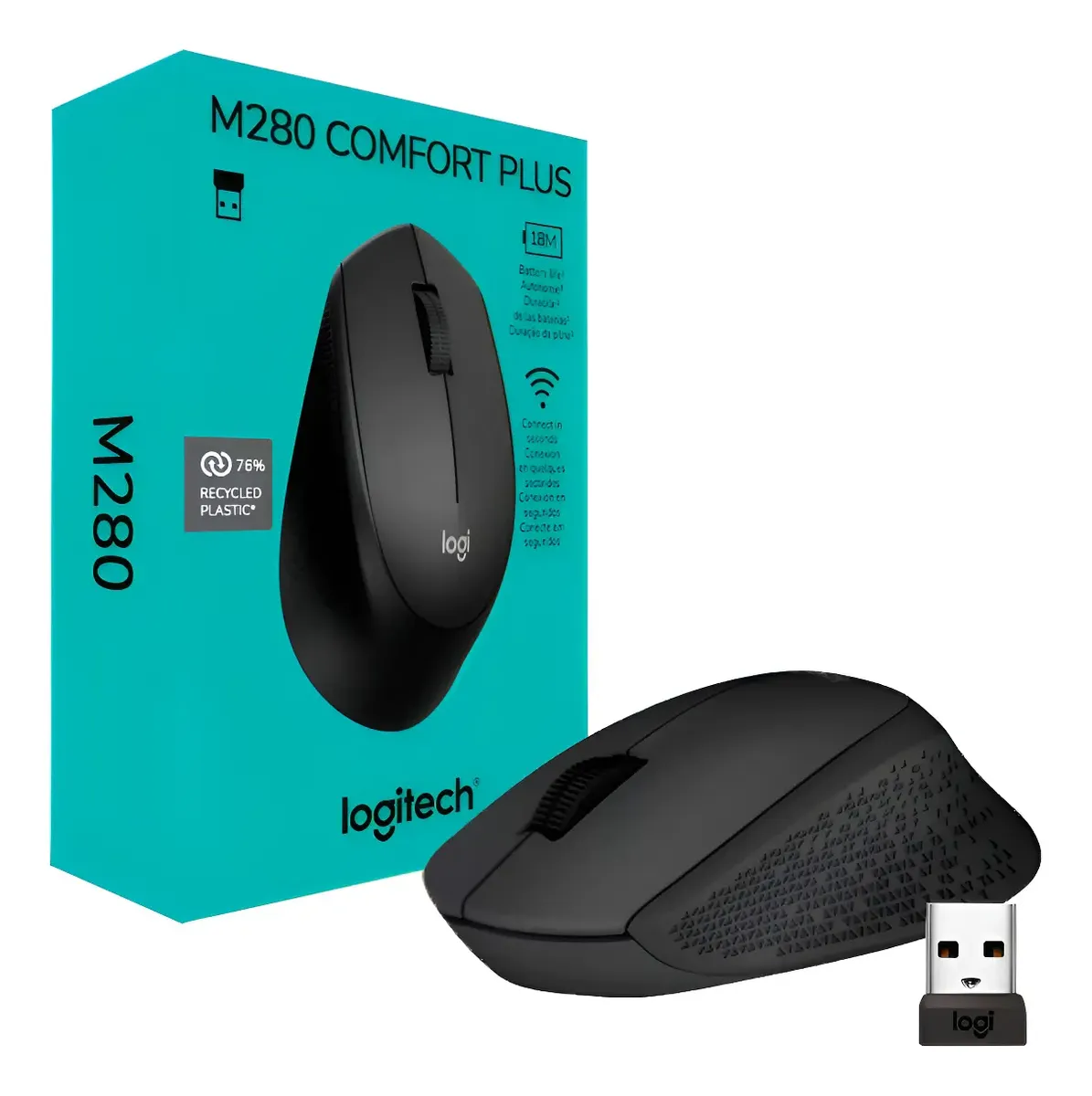 Mouse Logitech M280 Sem Fio 1000dpi Preto