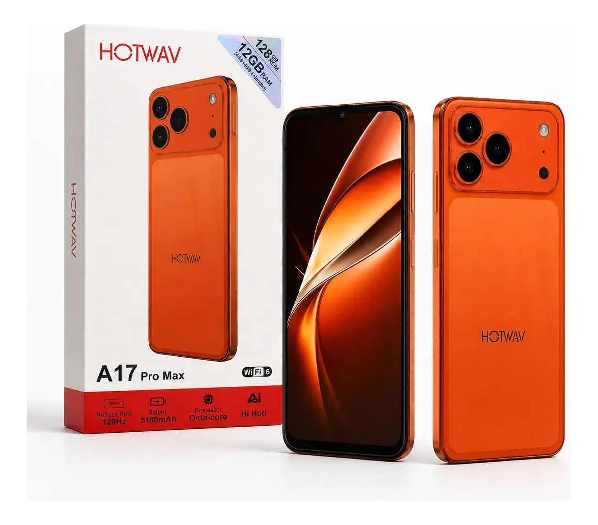 Hotwav A17 Pro Max 128GB 12GB RAM (4GB+8GB) Laranja