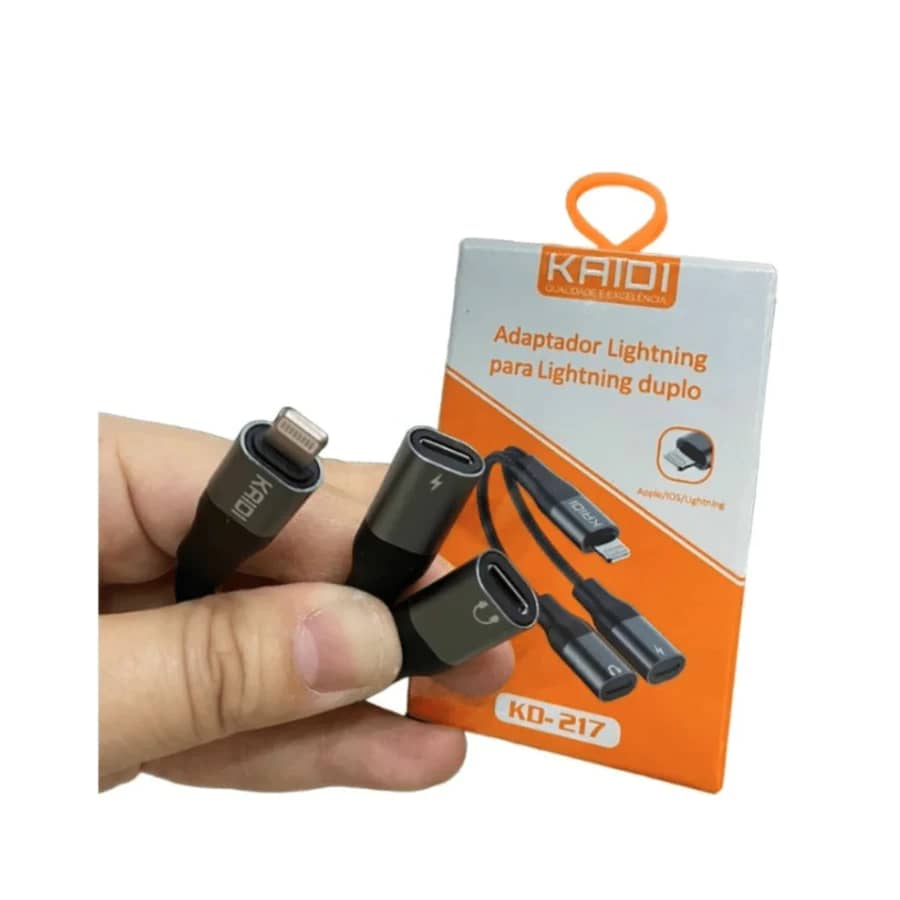 Cabo Adaptador Lightning X Lightning Duplo (Fone de Ouvido e Fonte) Kaidi KD-217