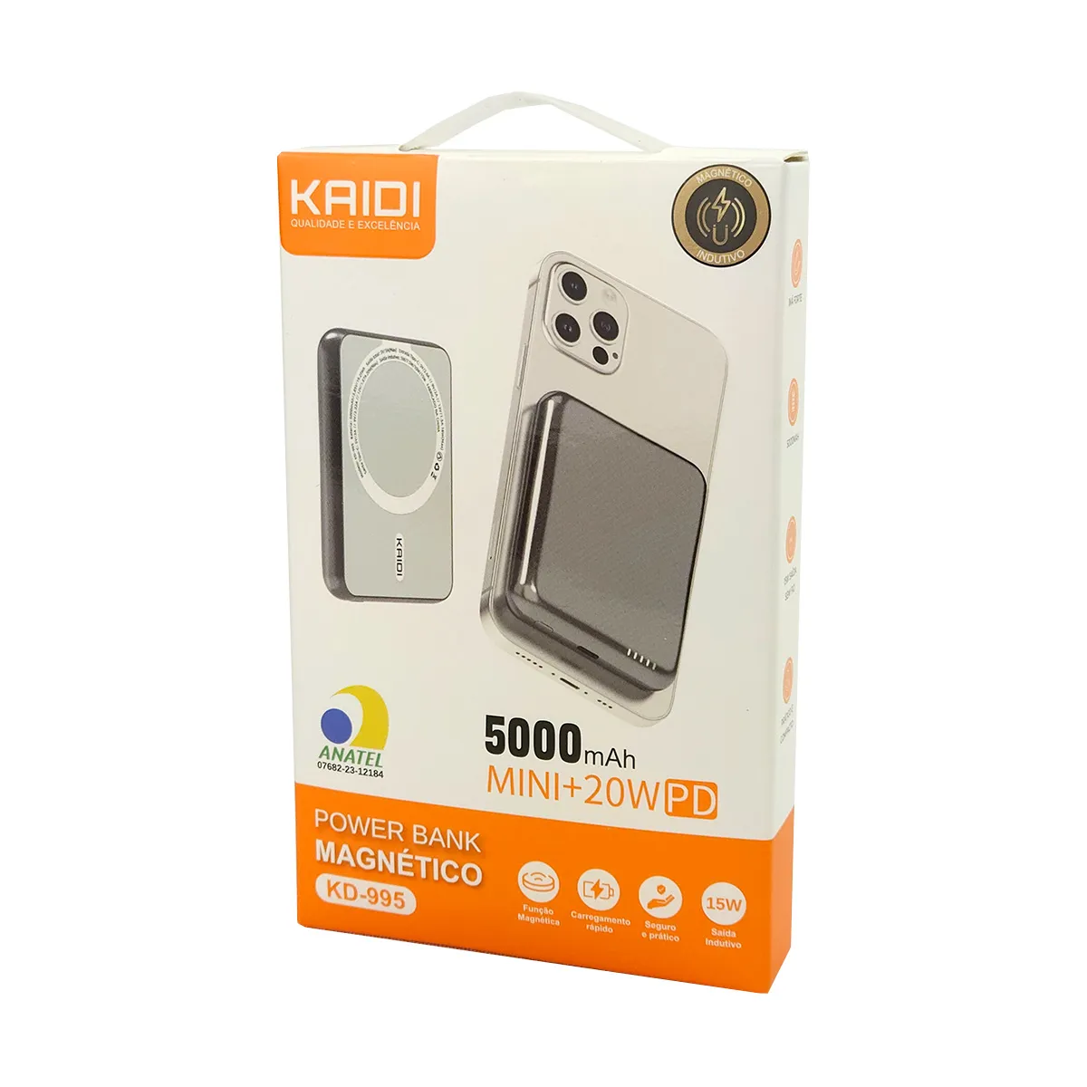 Power Bank Sem Fio Kaidi Turbo KD-995 5.000mah 20W Magsafe Preto
